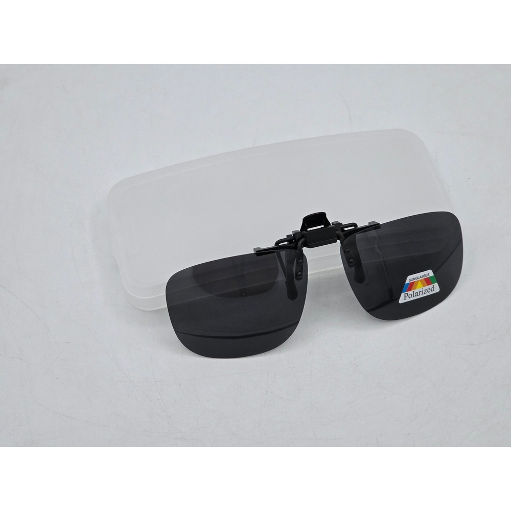 Style Polarized Clip On Sunglasses Unisex Black Rectangle Flip Up - NEW